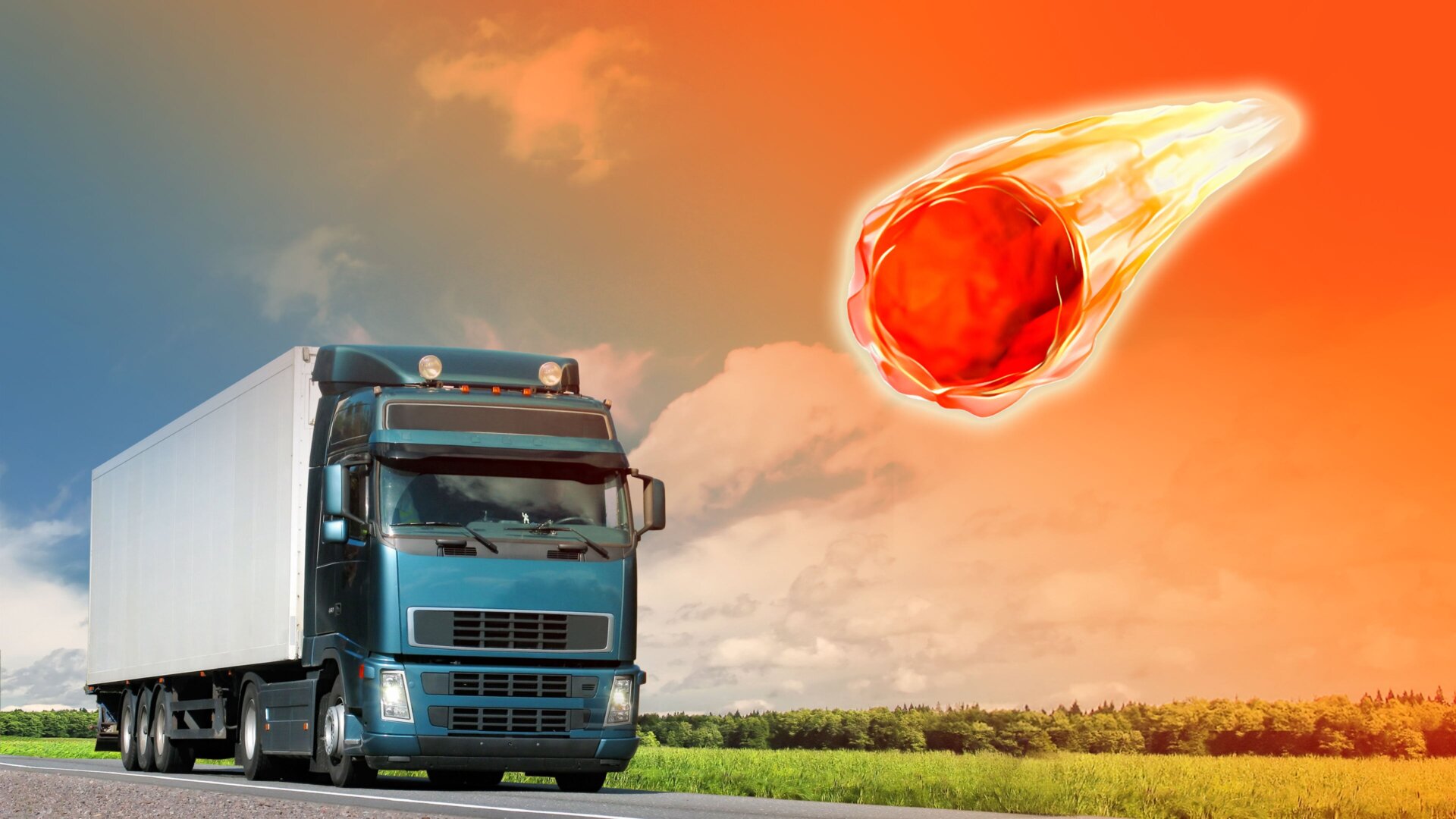 Ein Lastwagen (nicht genau dieser) wurde mit einem Meteor verwechselt, wie aus einer neuen Zeitung hervorgeht.