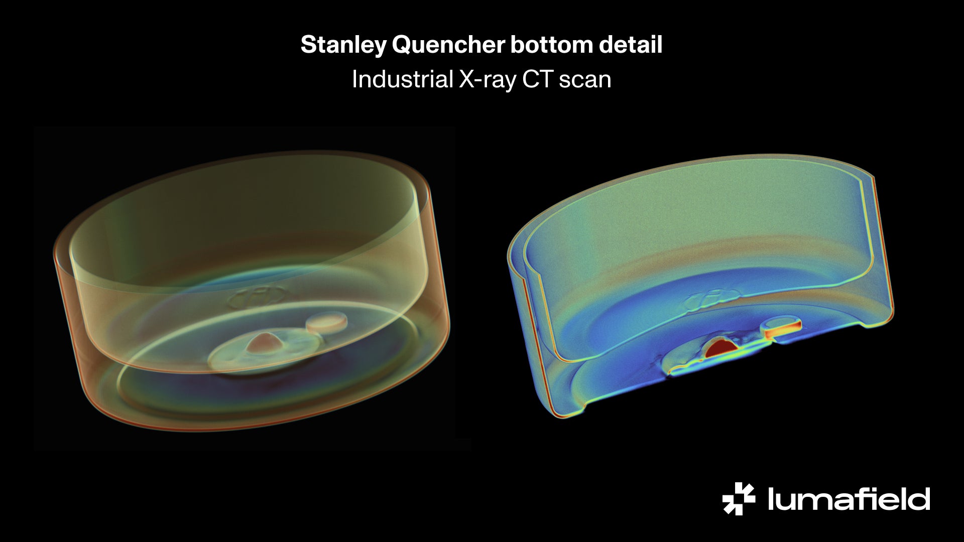 In diesem CT-Bild können Sie deutlich sehen, wie das Bleipellet als Lot für die Isolierung in Stanley-Bechern fungiert.