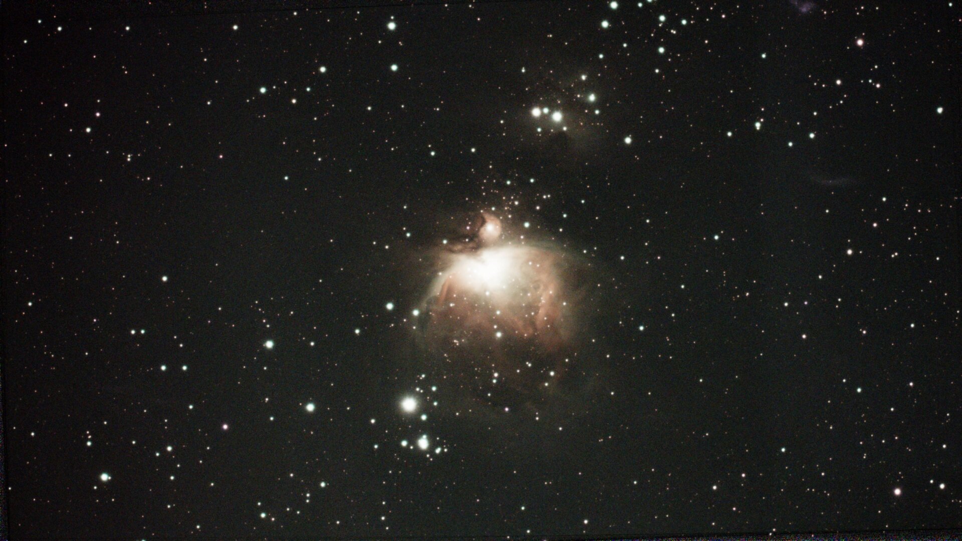M42 der Große Nebel im Orion, wie von Dwarf 2 abgebildet und ohne externe Bearbeitung.