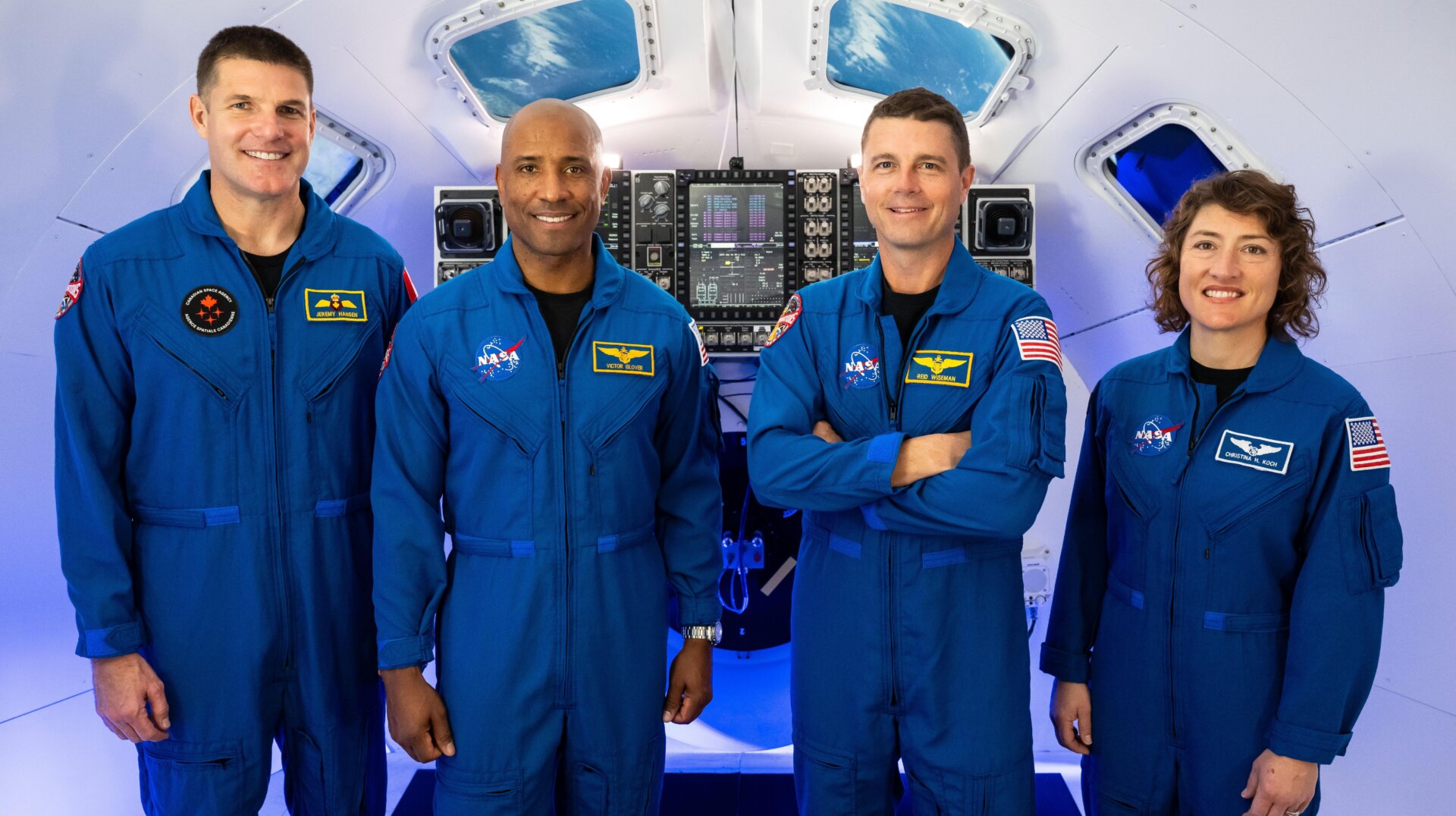 Die Artemis-2-Crew, die eine Reise zum Mond und zurück unternehmen wird.
