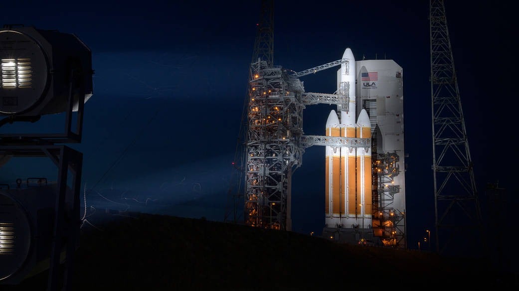 ULAs Delta IV Heavy im Jahr 2018 vor dem Start der Parker Solar Probe der NASA.