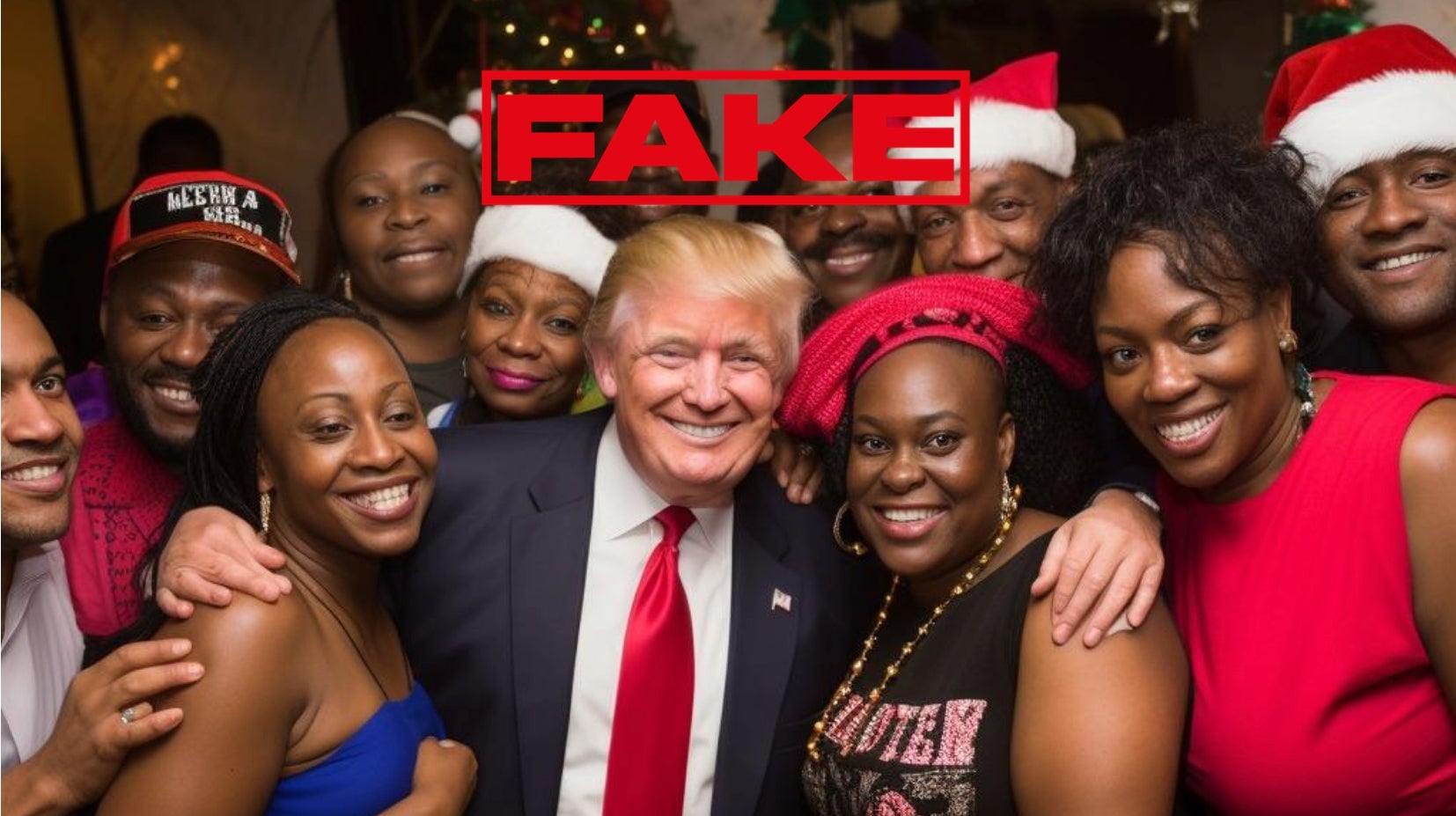 Ein KI-generiertes Bild von Donald Trump mit schwarzen Menschen