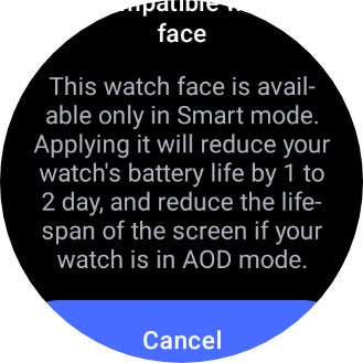 OnePlus sendet diese kleine Warnung, wenn Sie ein Zifferblatt installieren, das das Always-On-Display nutzt. 