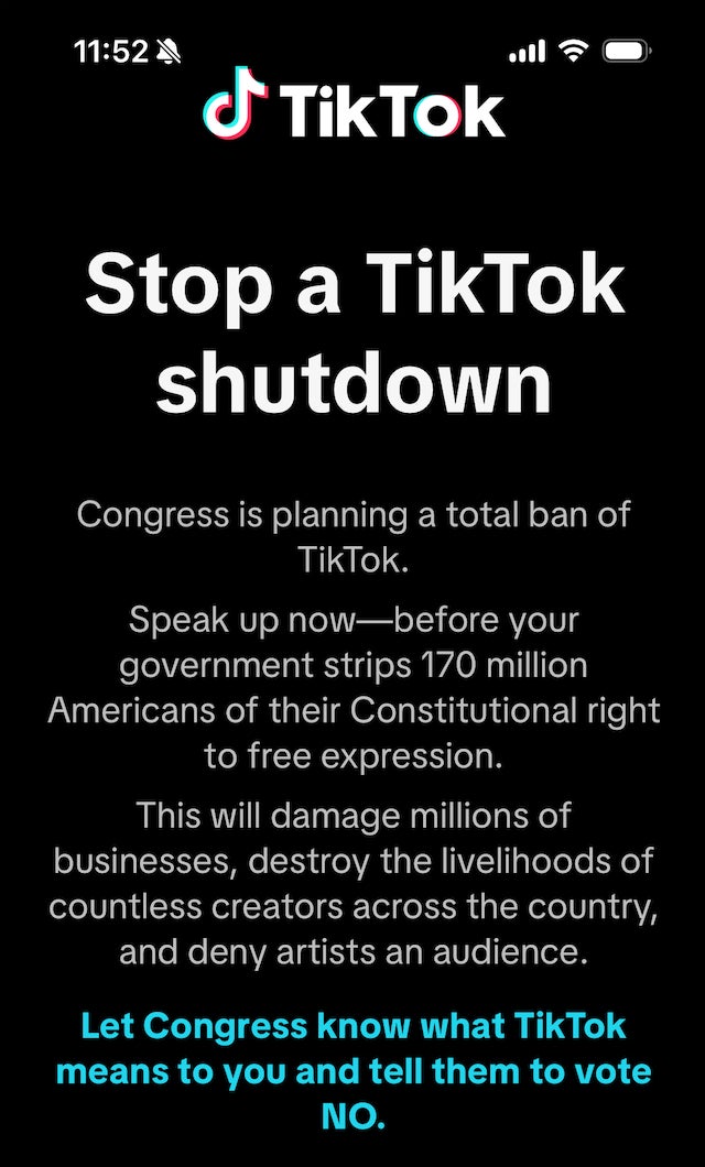 Screenshot der Push-Benachrichtigung von TikTok am Donnerstag.