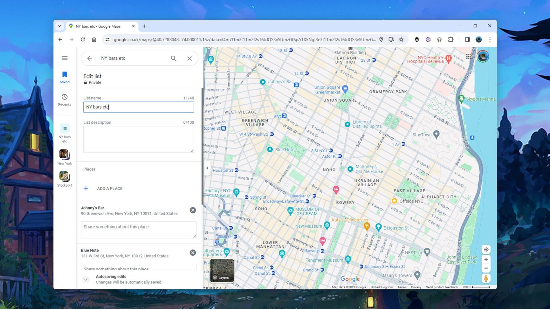 Listeneinträge werden auf der Karte markiert.