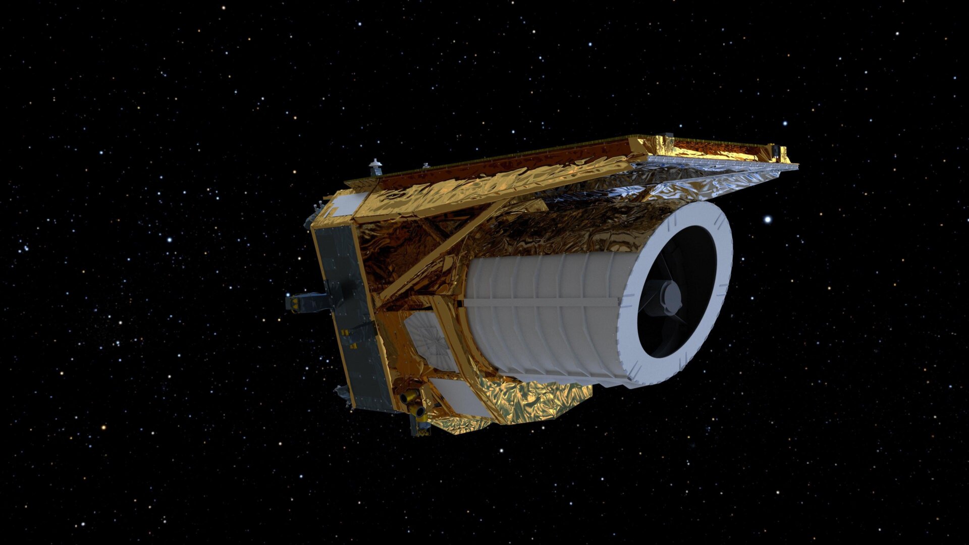 Eine künstlerische Darstellung der Euklid-Mission der ESA im Weltraum.