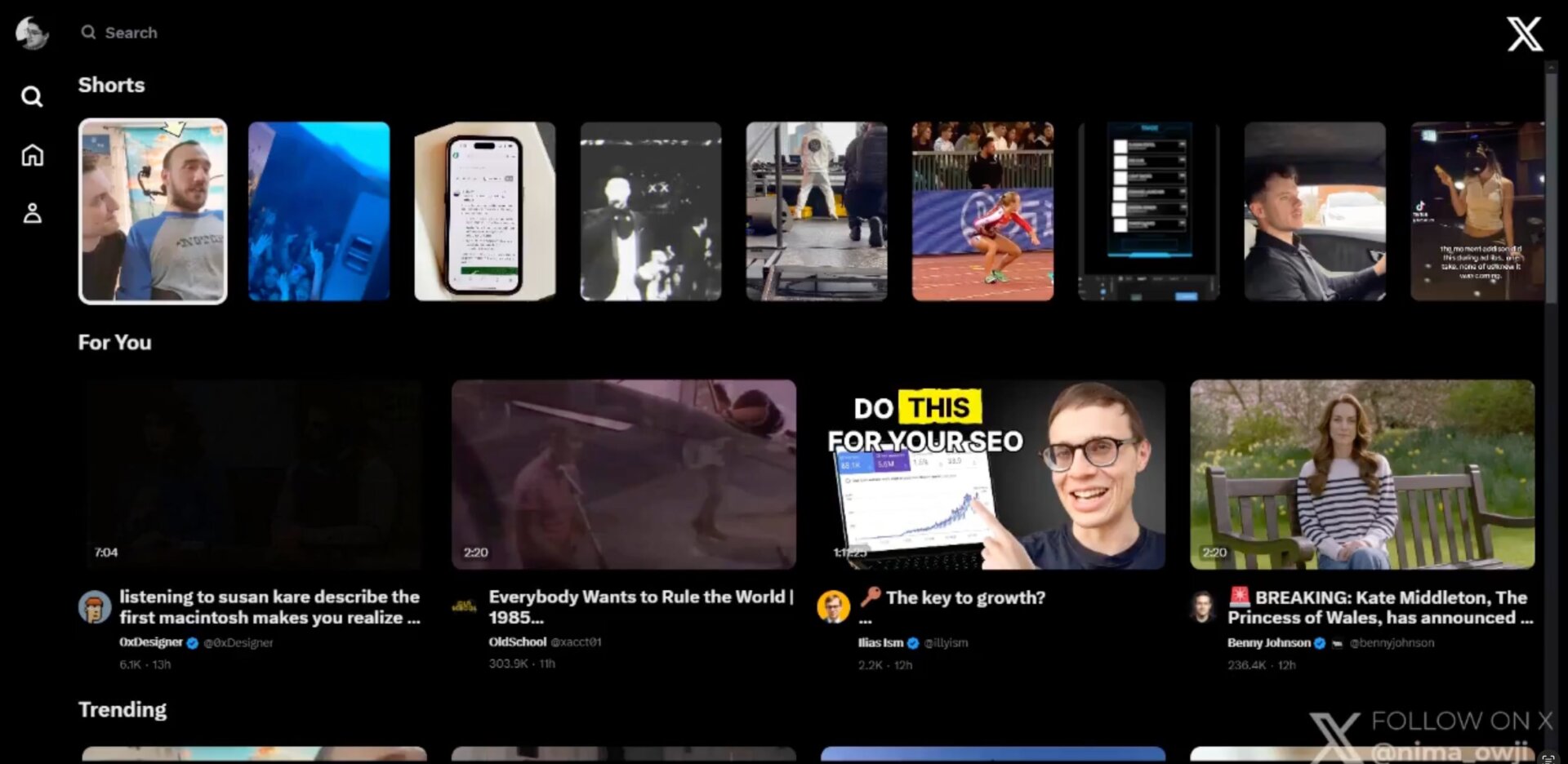 Ein früher Blick auf die neue TV-App von X, gefunden von der App-Forscherin Nima Owji.