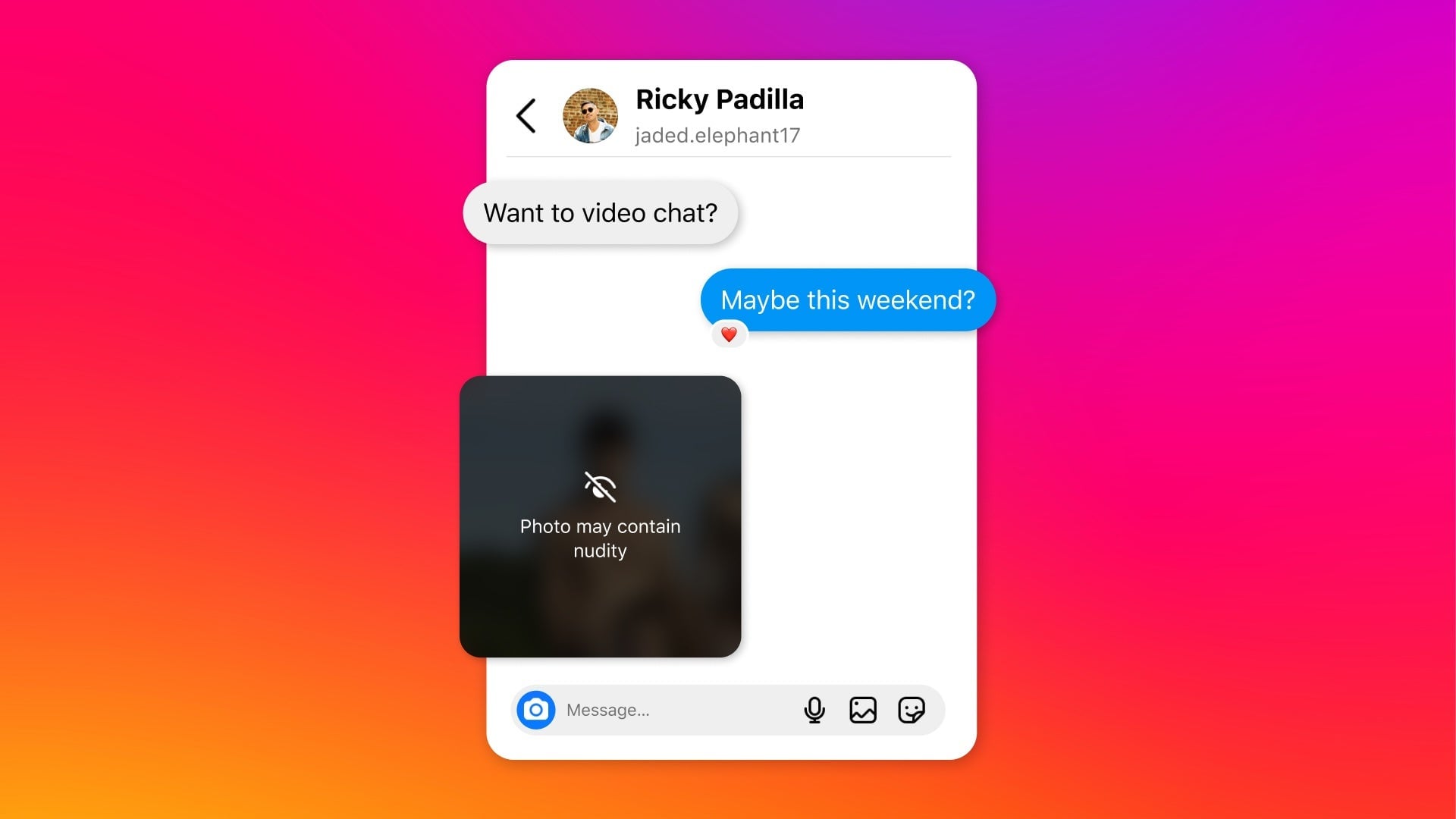 Ein Beispiel für Instagrams neue Funktion „Nacktheitsschutz“ in Aktion.