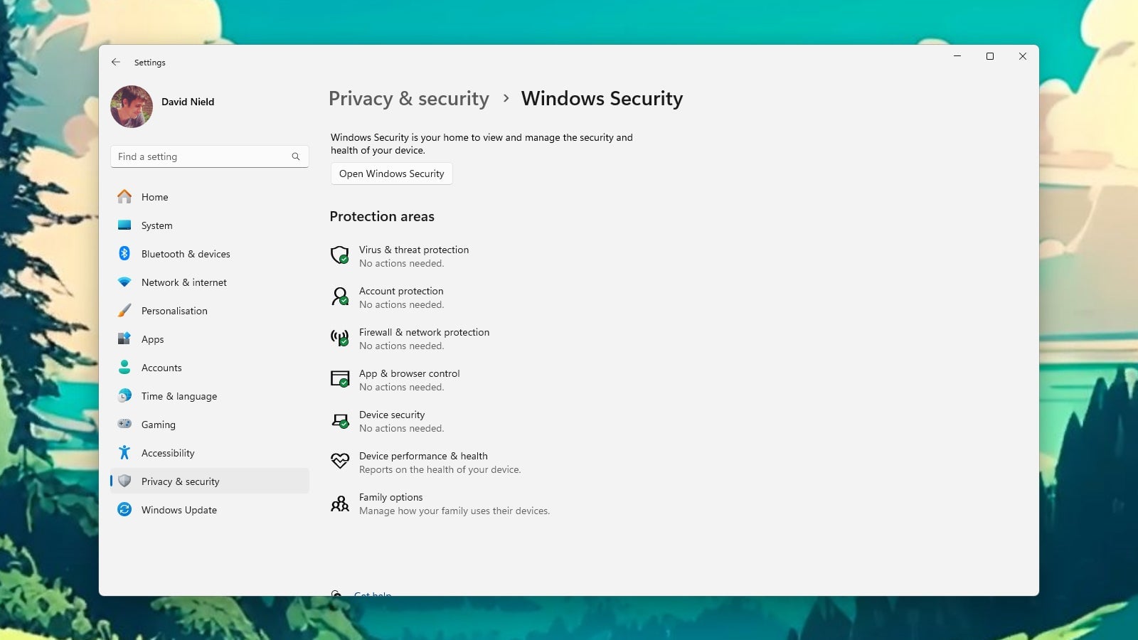 Windows Security kümmert sich um den PC-Schutz.