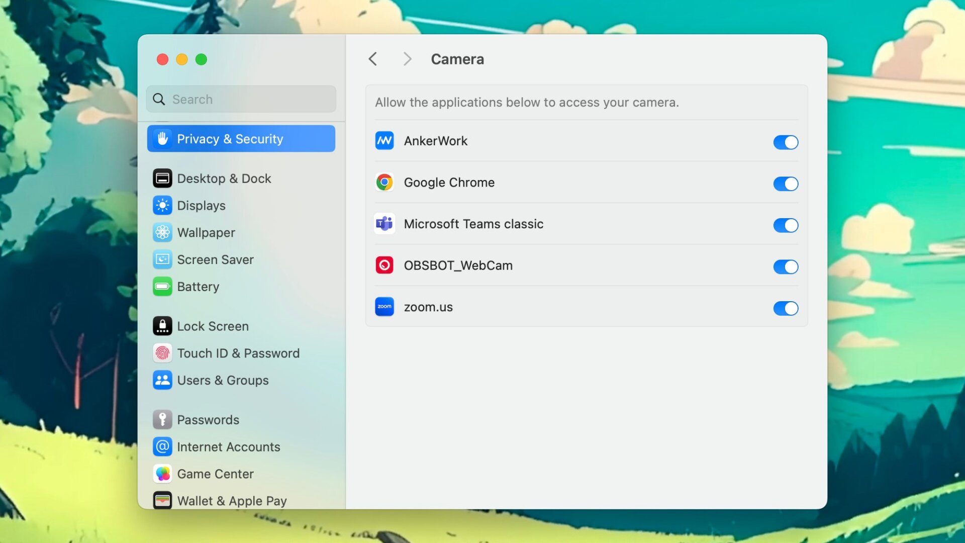 Apps mit Kamerazugriff auf macOS.