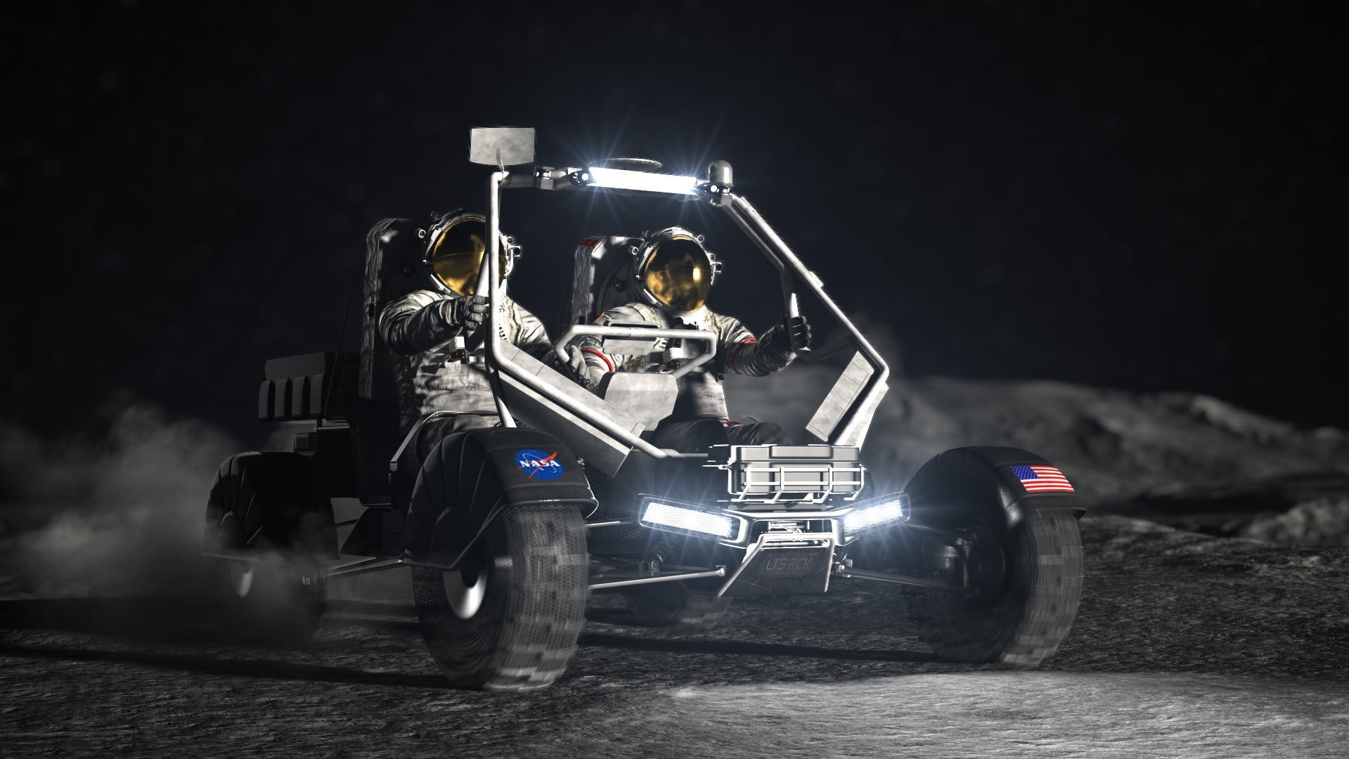 Eine künstlerische Darstellung des Lunar Terrain Vehicle der NASA.