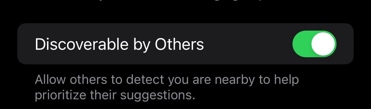 Achten Sie darauf, die Option „Für andere erkennbar“ zu deaktivieren. 