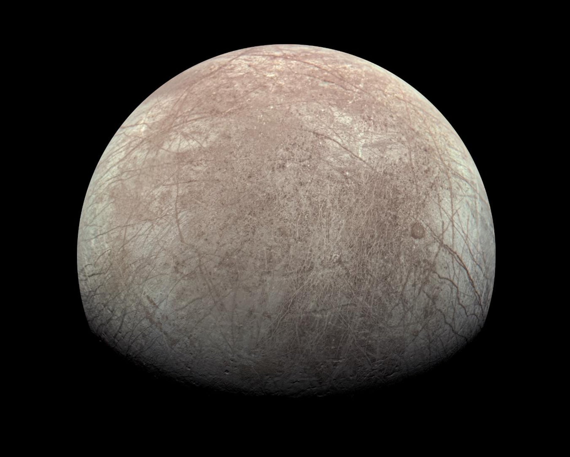 Europa, aufgenommen von Junos JunoCam.