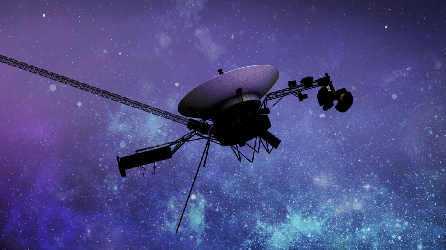 Eine künstlerische Darstellung der Raumsonde Voyager-1 im interstellaren Raum.