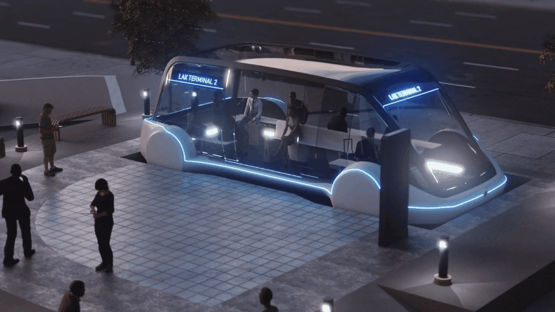 Animation von Elon Musks Transportsystem „Loop“, das inzwischen von Vimeo gelöscht wurde. 