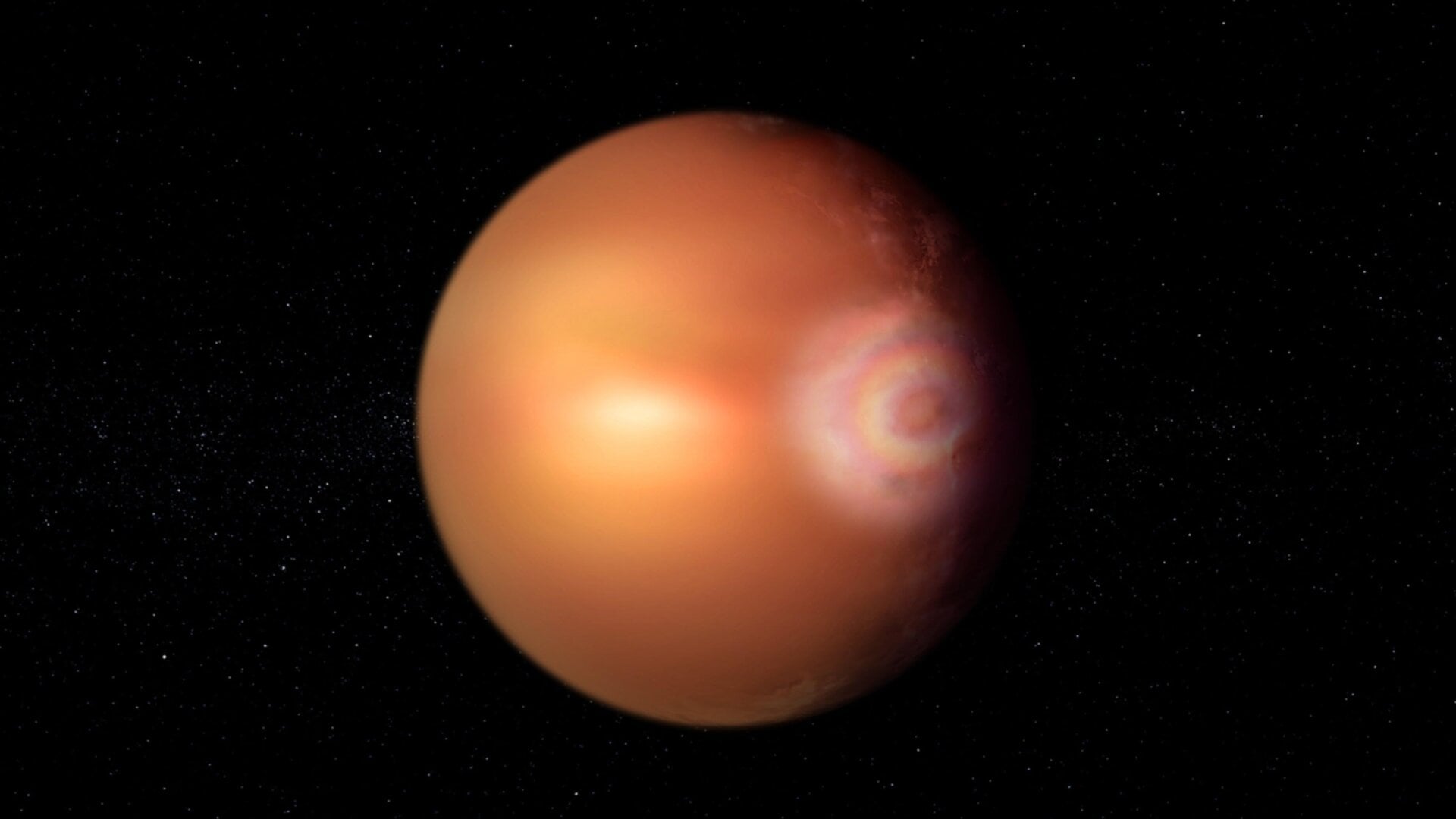 Künstlerische Darstellung eines Prachtexemplars auf dem Exoplaneten WASP-76b.