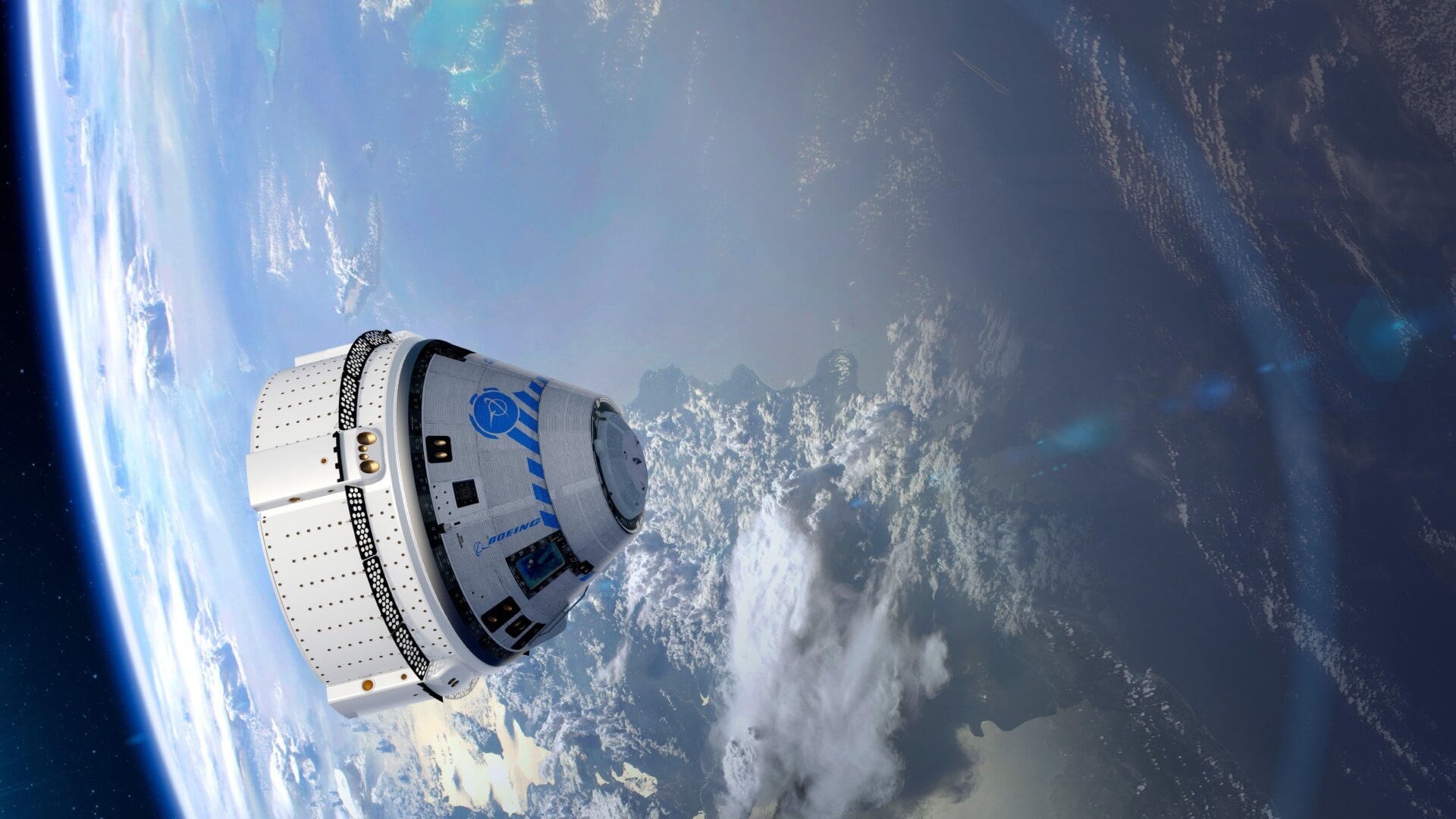 Eine Illustration des Starliner-Besatzungsschiffs im Orbit.