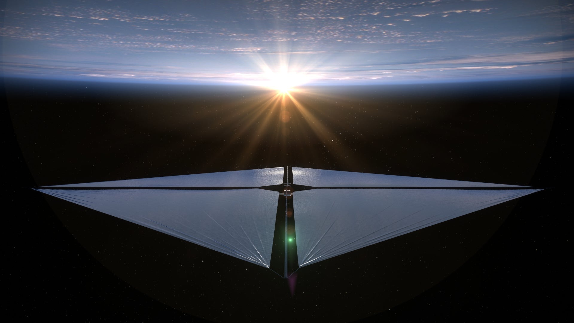 Eine künstlerische Darstellung der Solar Sail-Mission im Orbit.