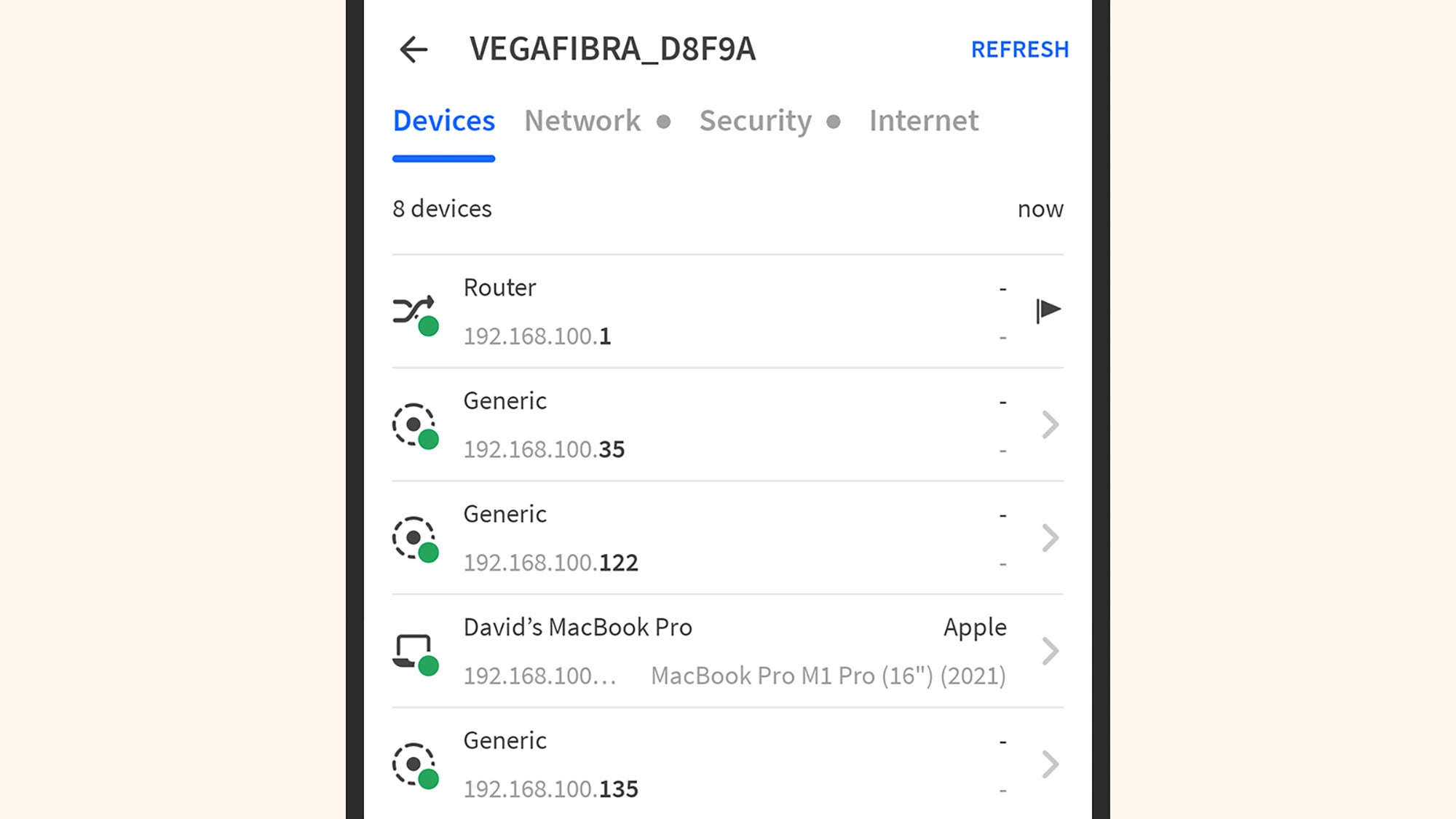 Eine App wie Fing kann Ihnen zeigen, was verbunden ist.