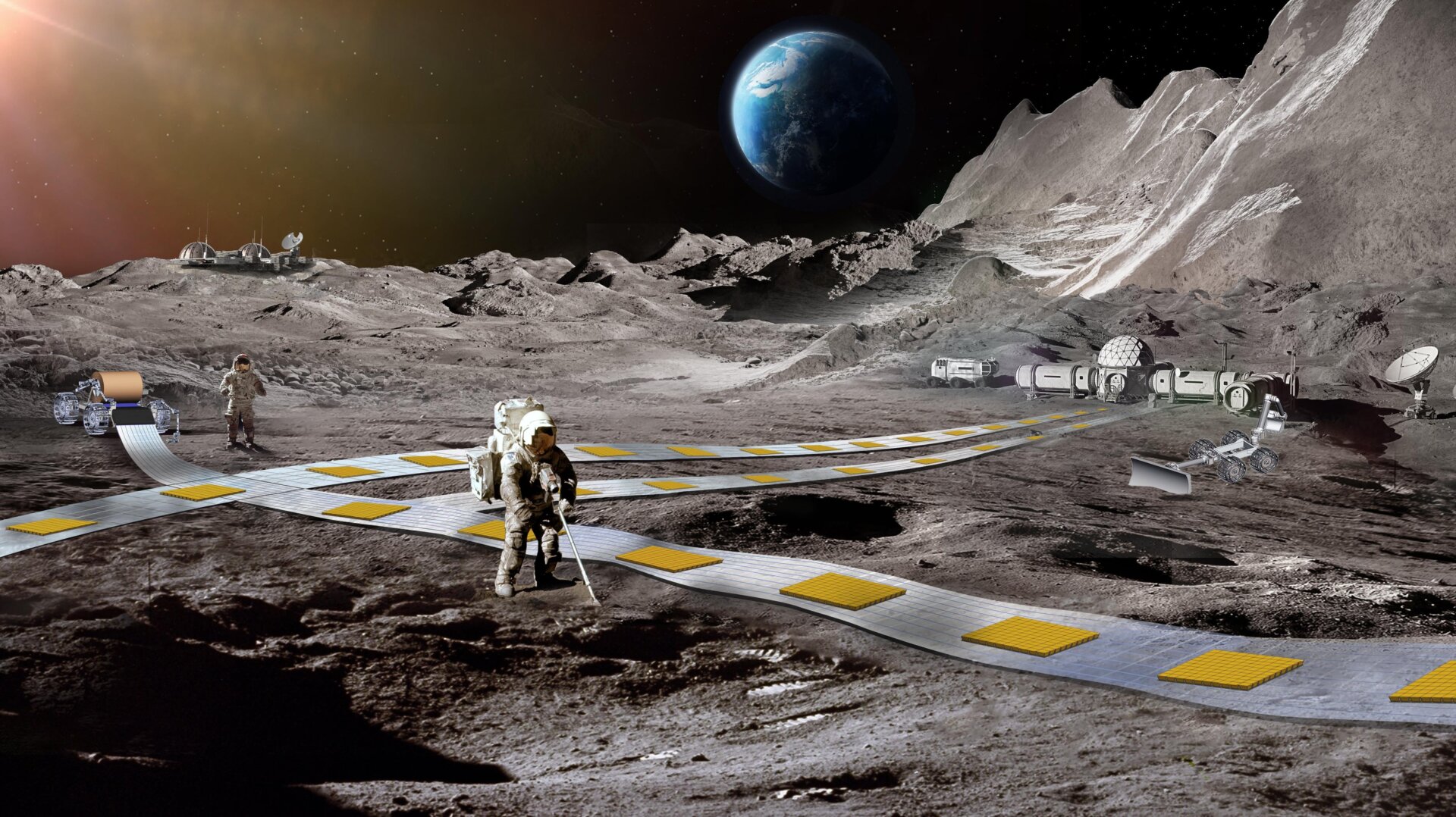 Das Konzept eines Künstlers für einen zukünftigen menschlichen Lebensraum auf dem Mond.