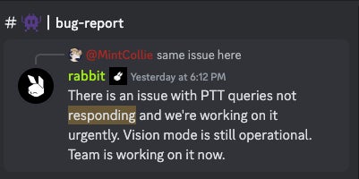 Screenshot aus Rabbits „Bug-Report“-Kanal.