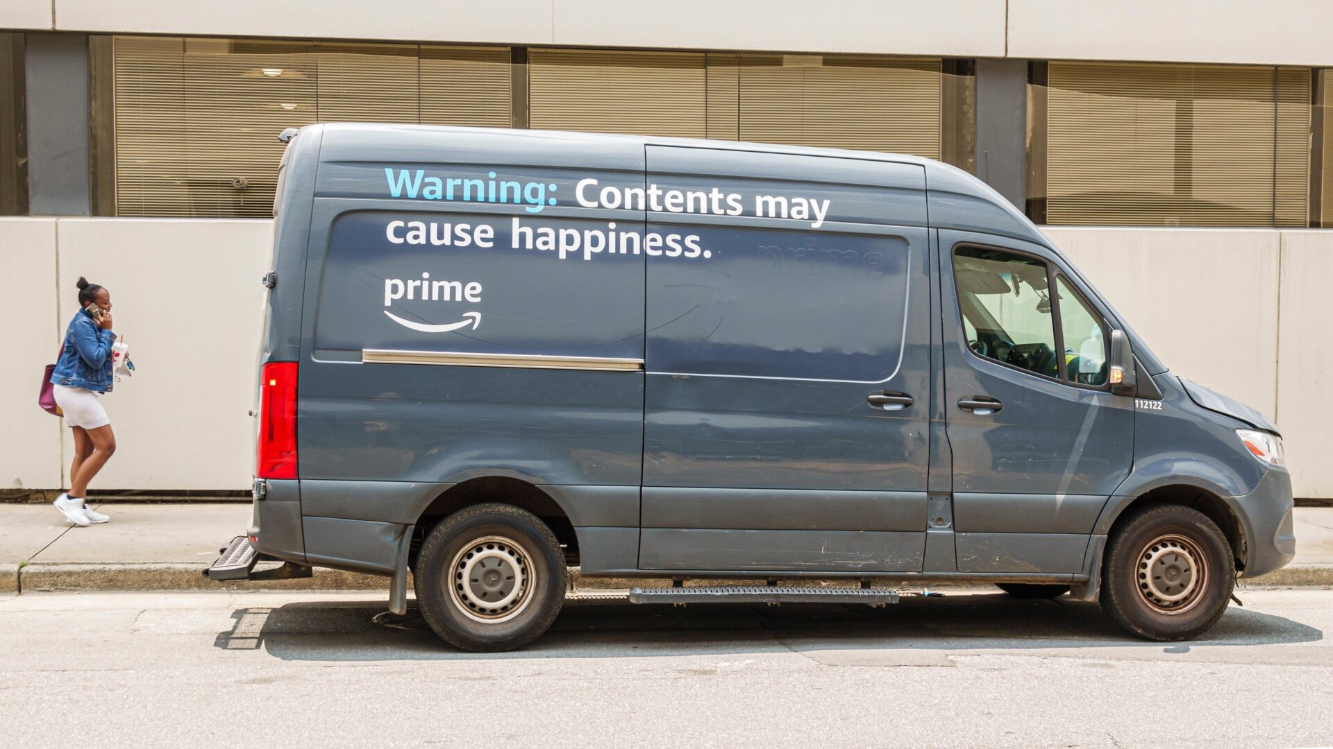 Archivfoto eines Amazon-Lieferwagens, aufgenommen in Charlotte, North Carolina.