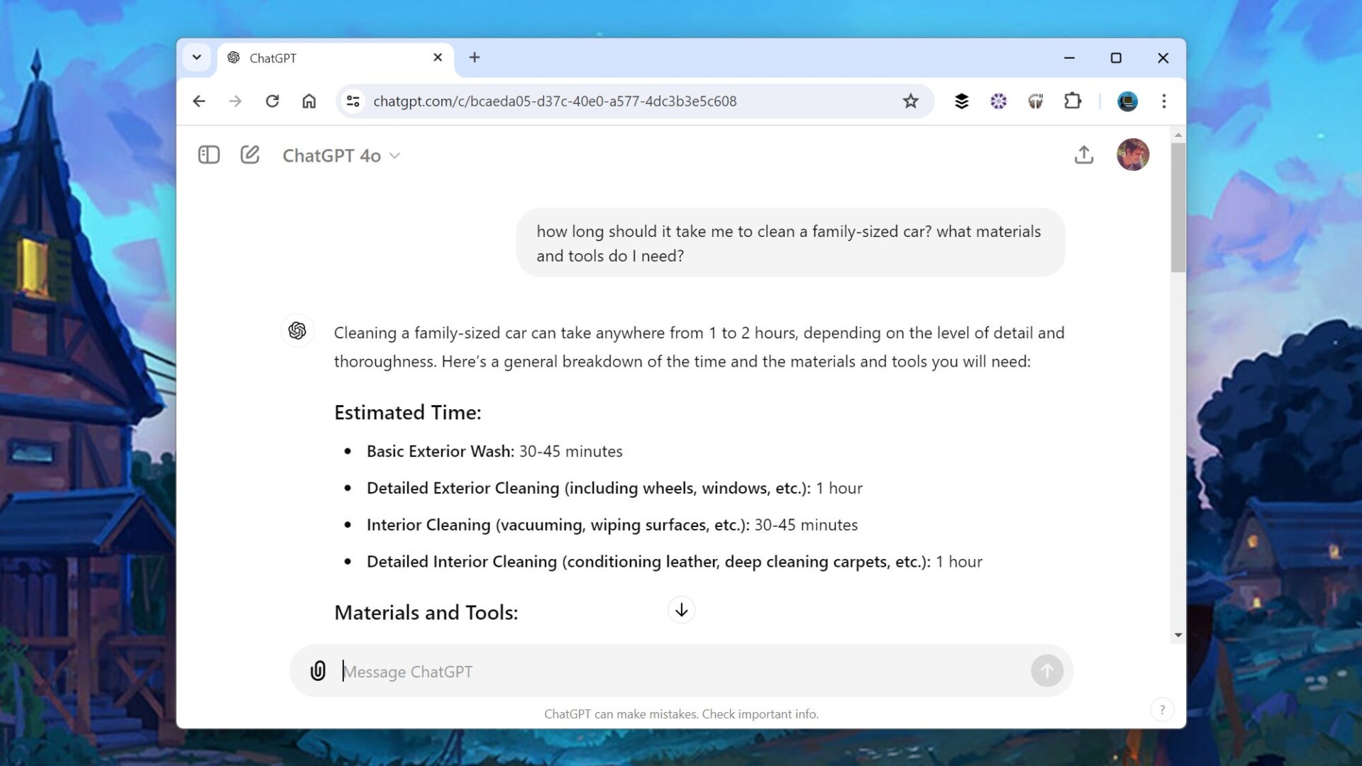 Sehen Sie mit ChatGPT, wie lange etwas dauert.