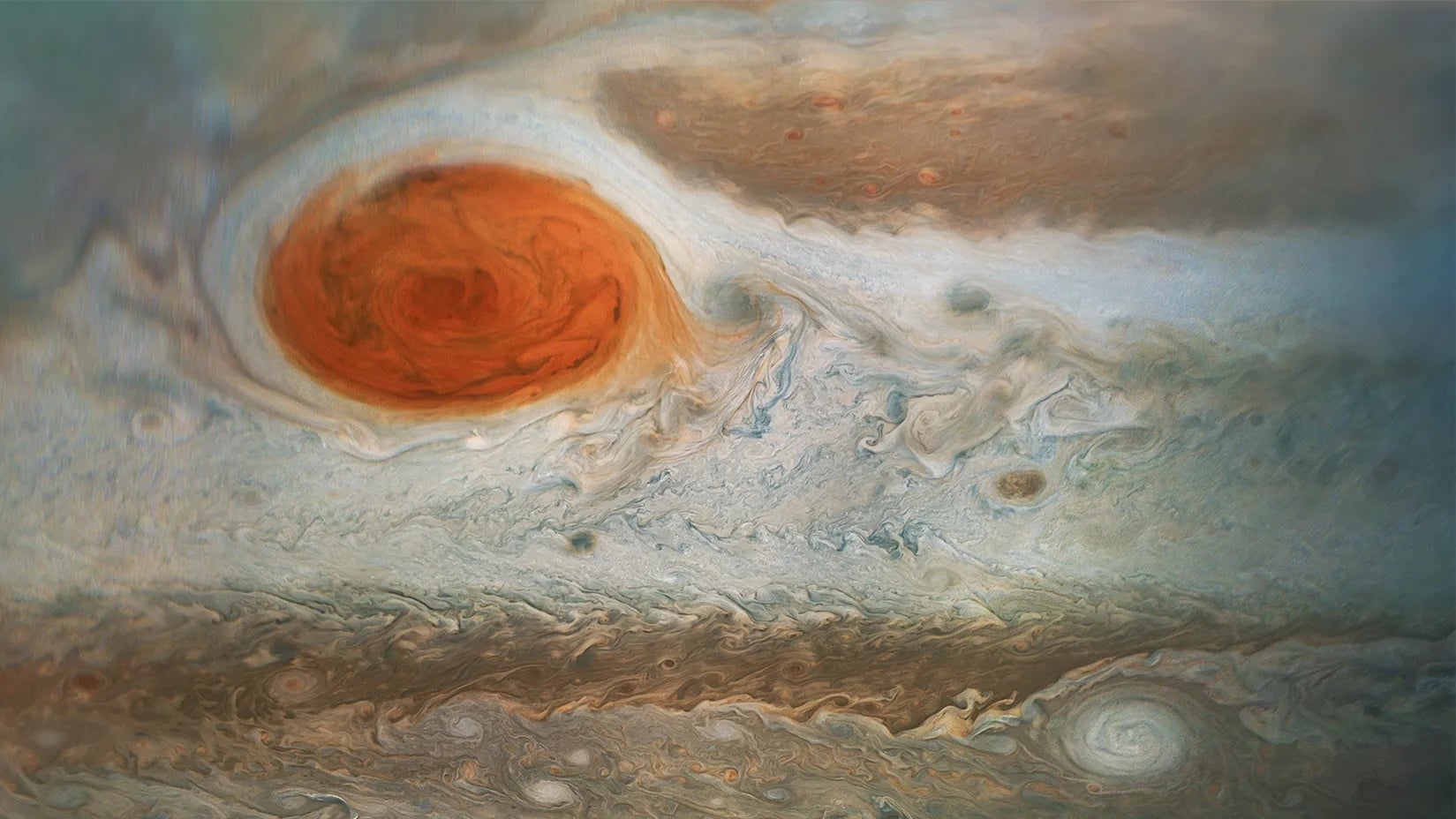 Der Große Rote Fleck wurde von der Mission Juno aufgenommen.