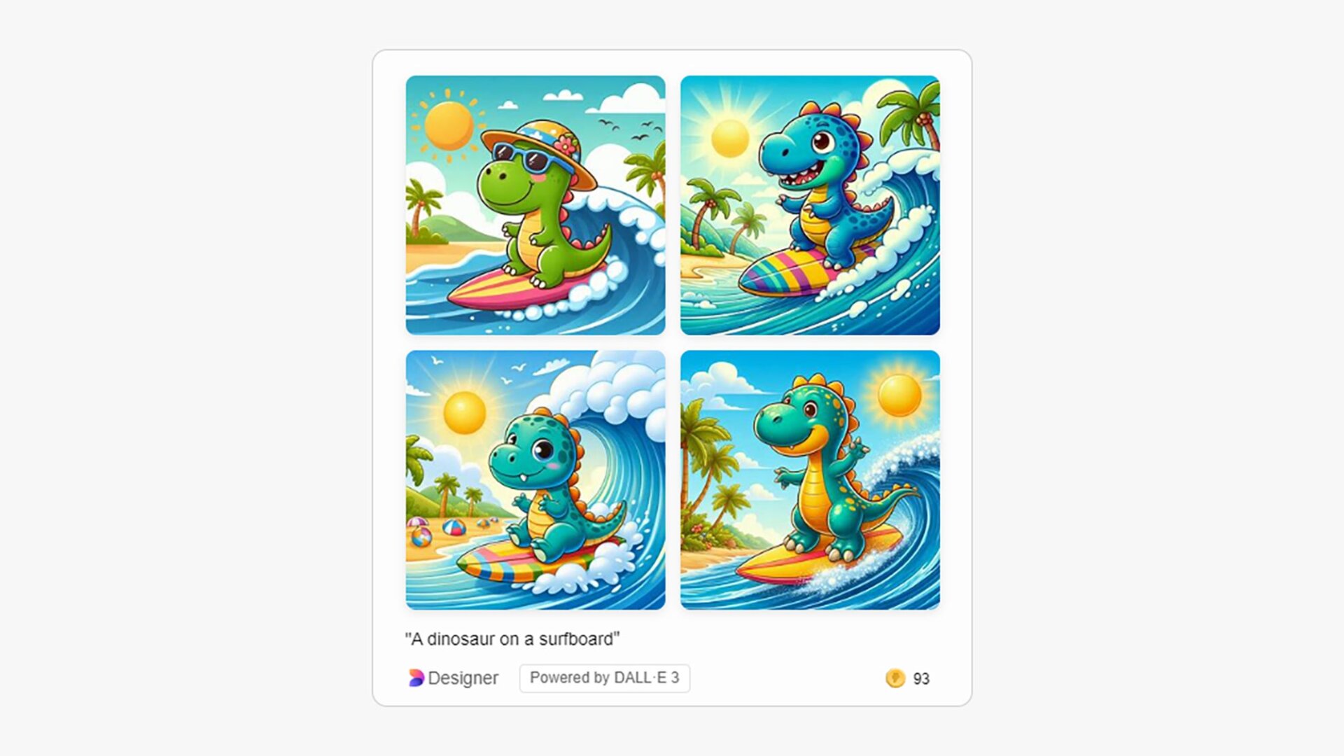 Brauchen Sie einen Dinosaurier auf einem Surfbrett? Copilot kann helfen.