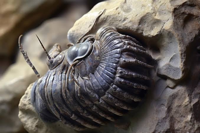 Ein  mittels  KI  generiertes  Bild, angeblich von einem  Trilobiten, aber mit Merkmalen, die morphologisch keinen Sinn ergeben.