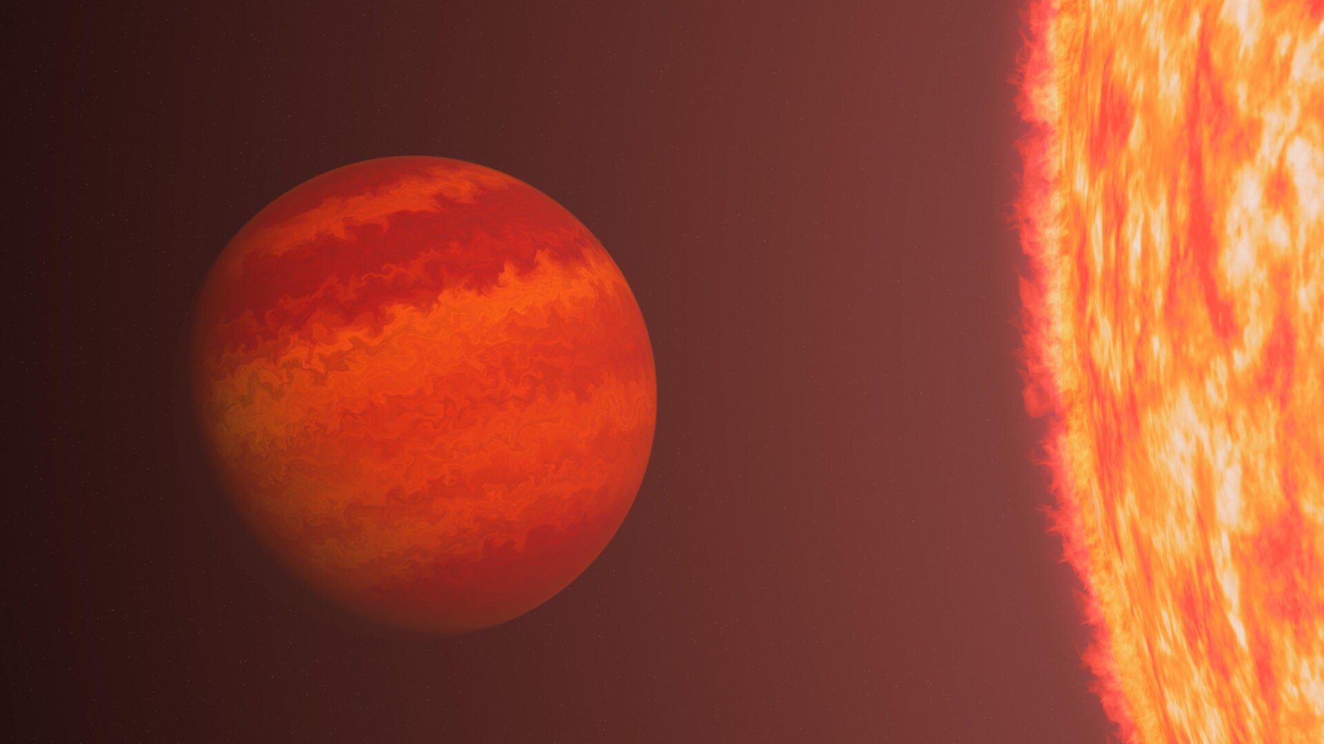 Eine Illustration des Planeten TIC365102760b, der seinen Stern umkreist.