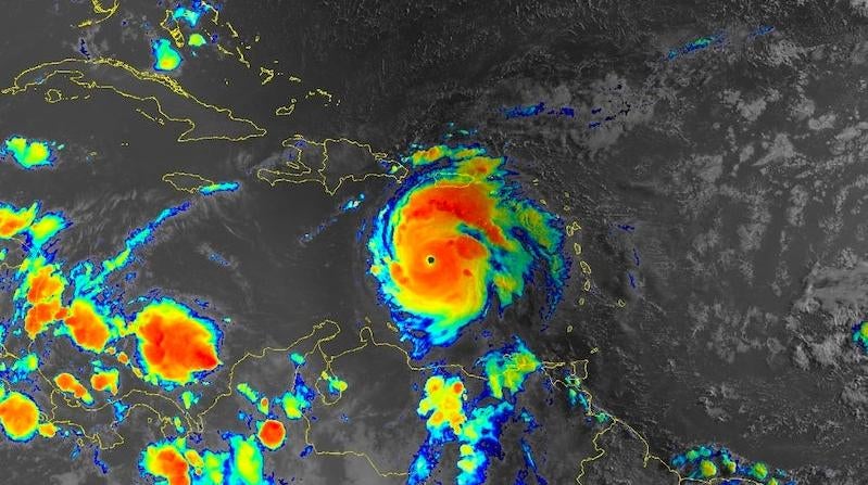 Ein Satellitenbild von Beryl von heute.