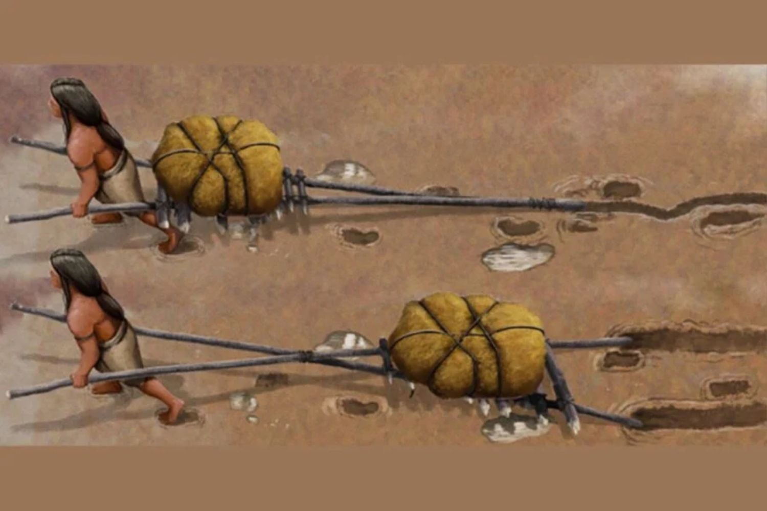 Eine Rekonstruktion des Travois, das die Spuren in New Mexico hinterlassen haben könnte.