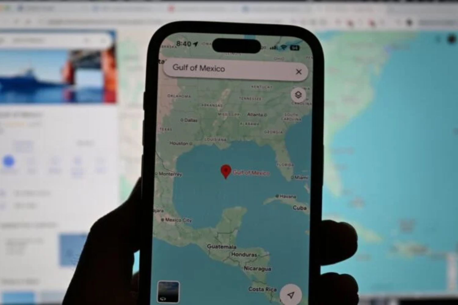 Die Beschriftung des Golfs von Mexiko in Google Maps.